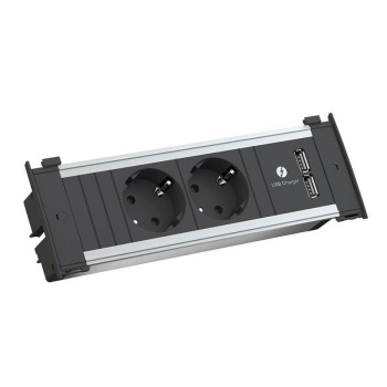 KAPSA S pistikupesade komplekt, 2 pistikut + 2 USB