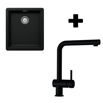 Graniitvalamu GREENWICH N-100S ja segisti Epos FIX komplekt (must / puro)