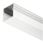 Alumīnija profils LED lentei, taisnstūrveida, 2500 mm (alumīnijs, piena difuzors)