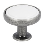 Rokturis poga Ø30 mm (antīks sudrabs/balts)