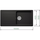 Granīta izlietne FORMHAUS D-100L Schock (melns / onyx)