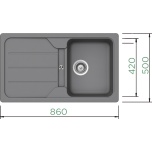 Granīta izlietne FORMHAUS D-100 Schock (pelēks / croma)