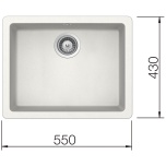 Granīta izlietne QUADRO N-100 Schock, stiprināma virsmai no apakšas (balta / alpina)