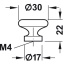 Nupp Ø30 mm (kuld)