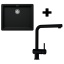 Graniitvalamu GREENWICH N-100L ja segisti Epos FIX komplekt (must / puro)