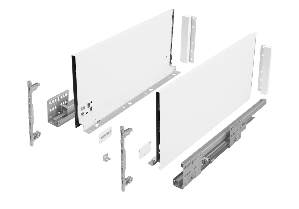 HÄFELE MATRIX BOX S Slim atvilktņu izvilkšanas mehānisms ar mīkstas aizvēršanas mehānismu; H.199/500 mm; 35 kg; (balts)